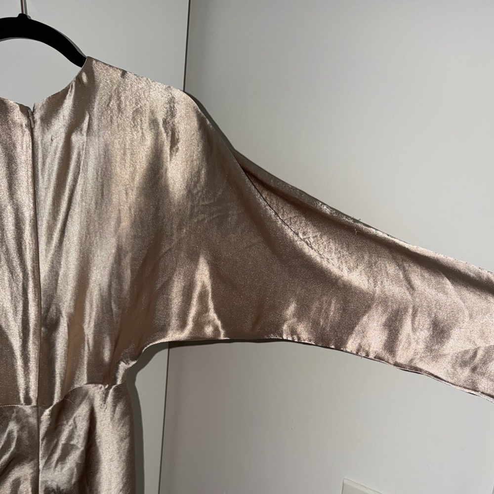 Satin Slip Midi Dress in Champagne - Picture 6 of 7